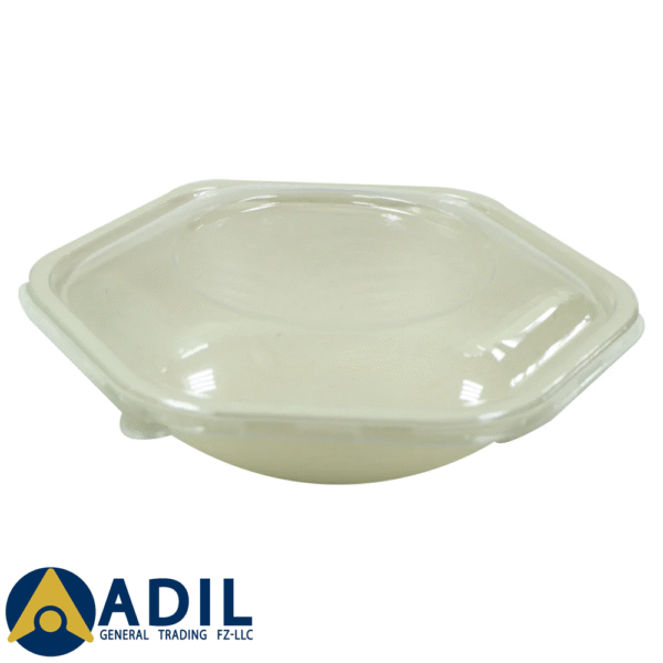 Bagasse Hexagon Shape Bowl 750ML With Pet Lid 300 Pieces