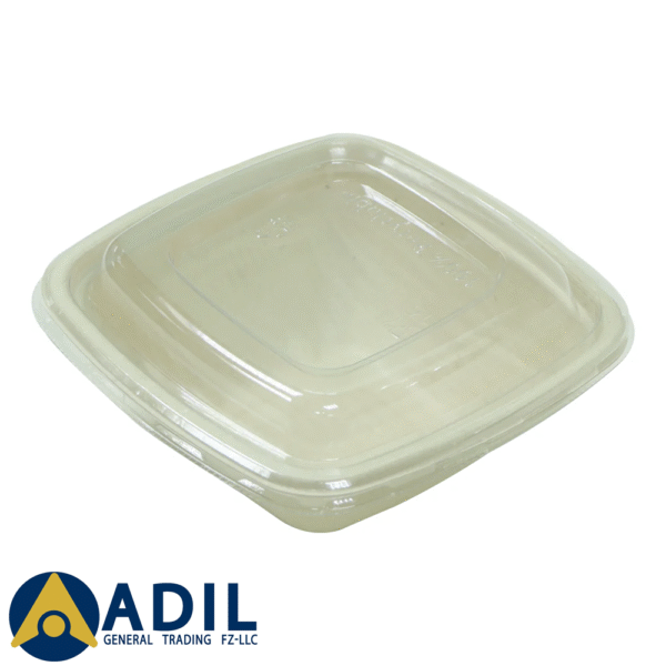 Bagasse Square Shape Bowl 350ML With Lid 600 Pieces