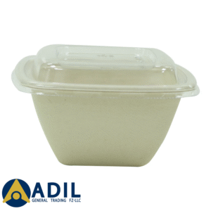 Bagasse Square Shape Bowl 500ML With Lid 600 Pieces