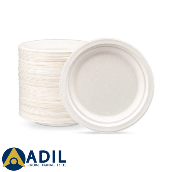 Bagasse Biodegradable Plate White 7 Inch 1000 Pieces