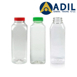 Plastic Juice Bottle 500ml Square Shape Lid 100 Pieces
