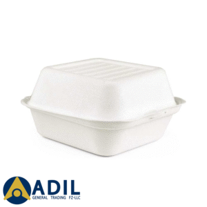 21 Bagasse Burger Box White 6 Inch Hinged 1X500 Pieces