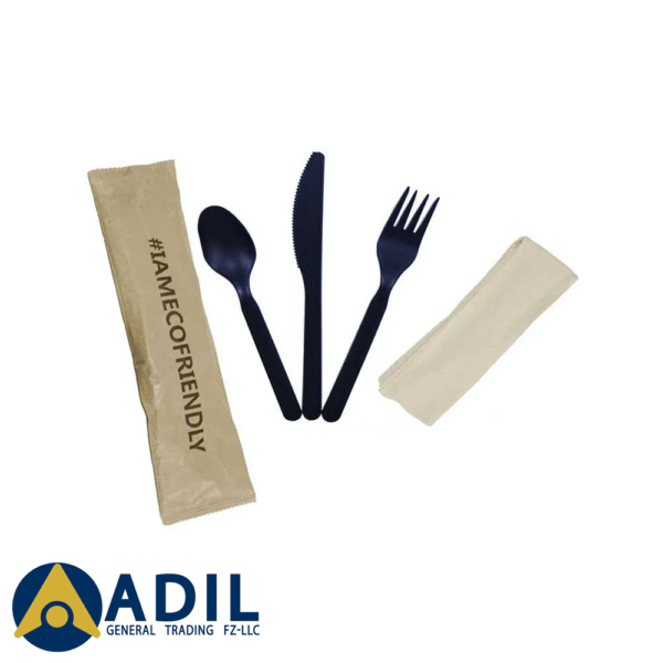 PLA Cutlery Set Fork Spoon Knife With Napkin