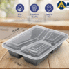 Microwave Container With Lid 3 Compartment
