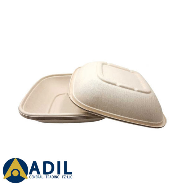 Bagasse Square Container 32 Oz Pet Lid 1X300 Pieces