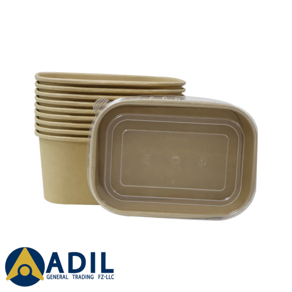 Kraft Paper Container 1000ML PP Lid 1X300 Pieces