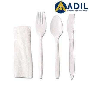 Plastic White Cutlery Set With Napkin 1X500 Pieces