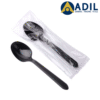 Plastic Wrapped Black Spoon With Napkin 1X500 Pieces