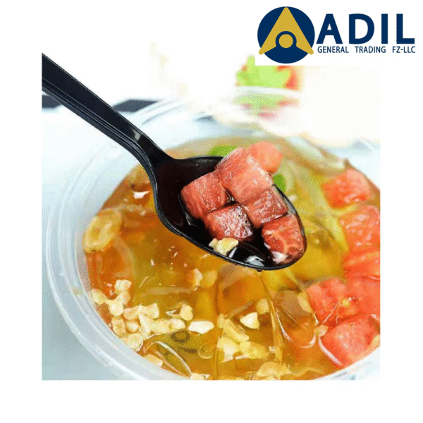 Plastic Wrapped Black Spoon With Napkin 1X500 Pieces