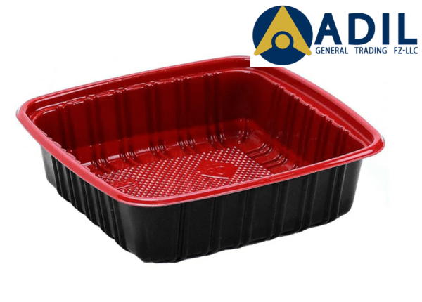 48.1 Microwave Container Red Black With Lid 1X200 Pieces