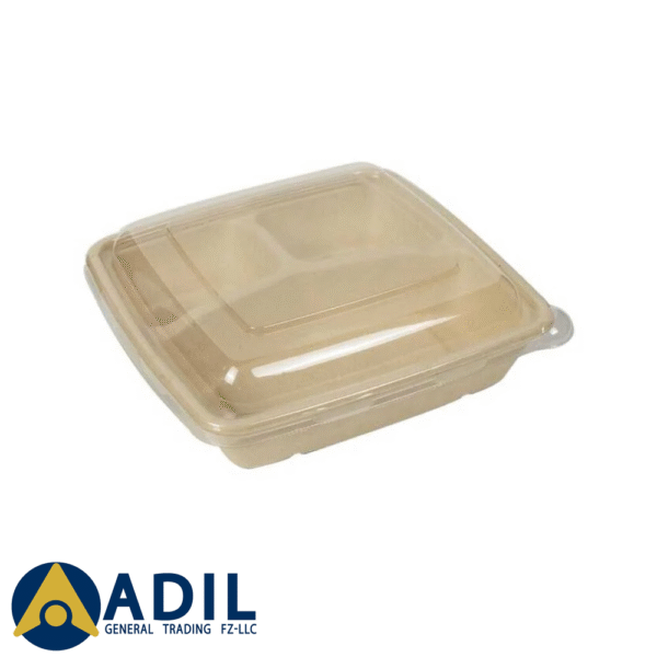 Bagasse Square Container 48 Oz Pet Lid 1X300 Pieces