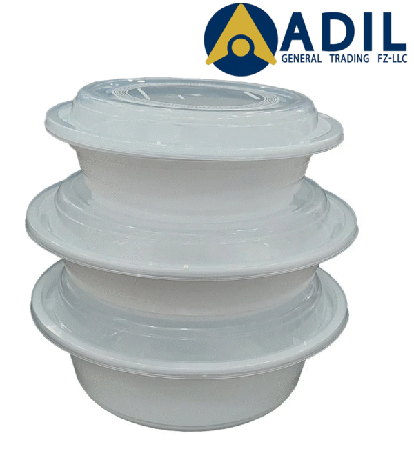 Microwave Container Round White With Lid 1X150 Pieces