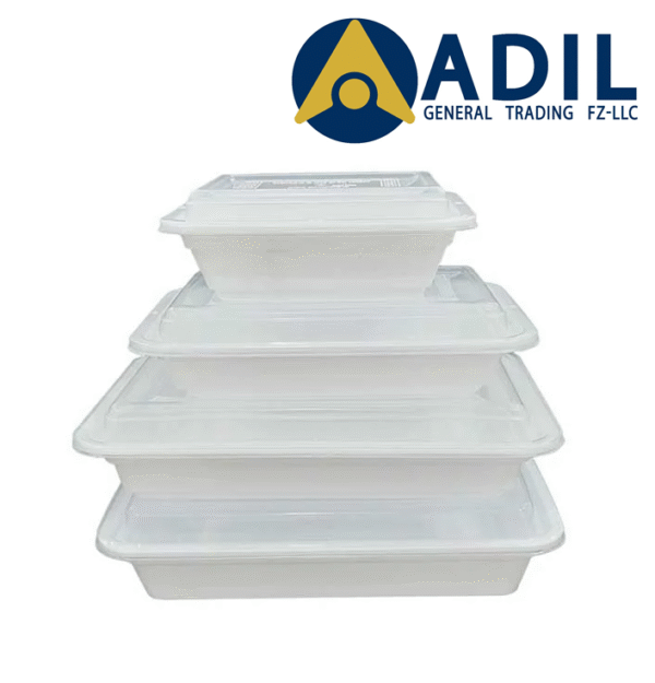 54.1 Microwave Container Rectangle White With Lid 1X150 Pieces