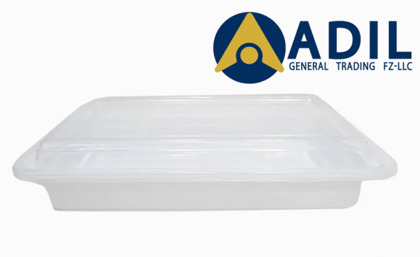 54.3 Microwave Container Rectangle White With Lid 1X150 Pieces