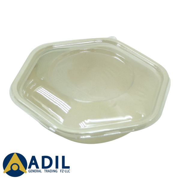 Bagasse Hexagon Shape Bowl 1000ML With Pet Lid 300 Pieces